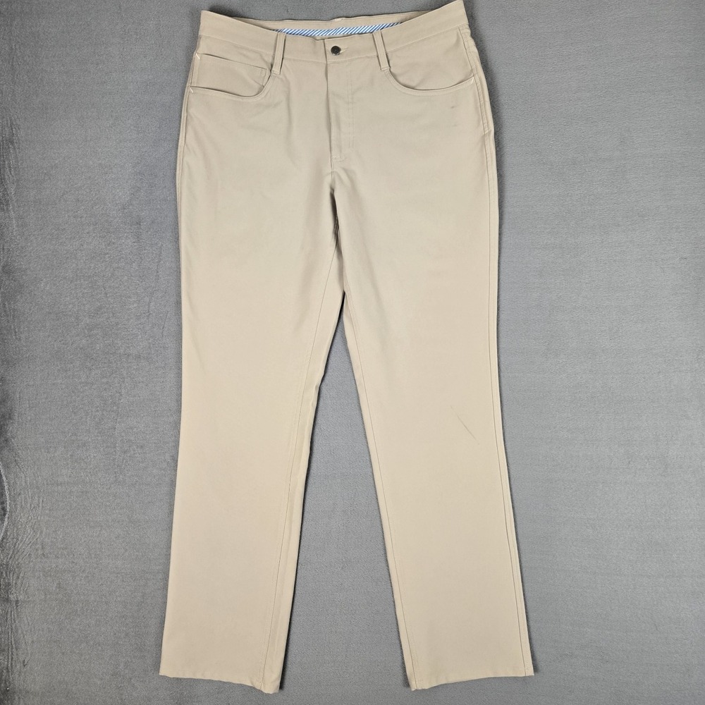 Footjoy Athletic Fit Performance Pants Mens 34x34 Beige Straight Leg Chino Golf